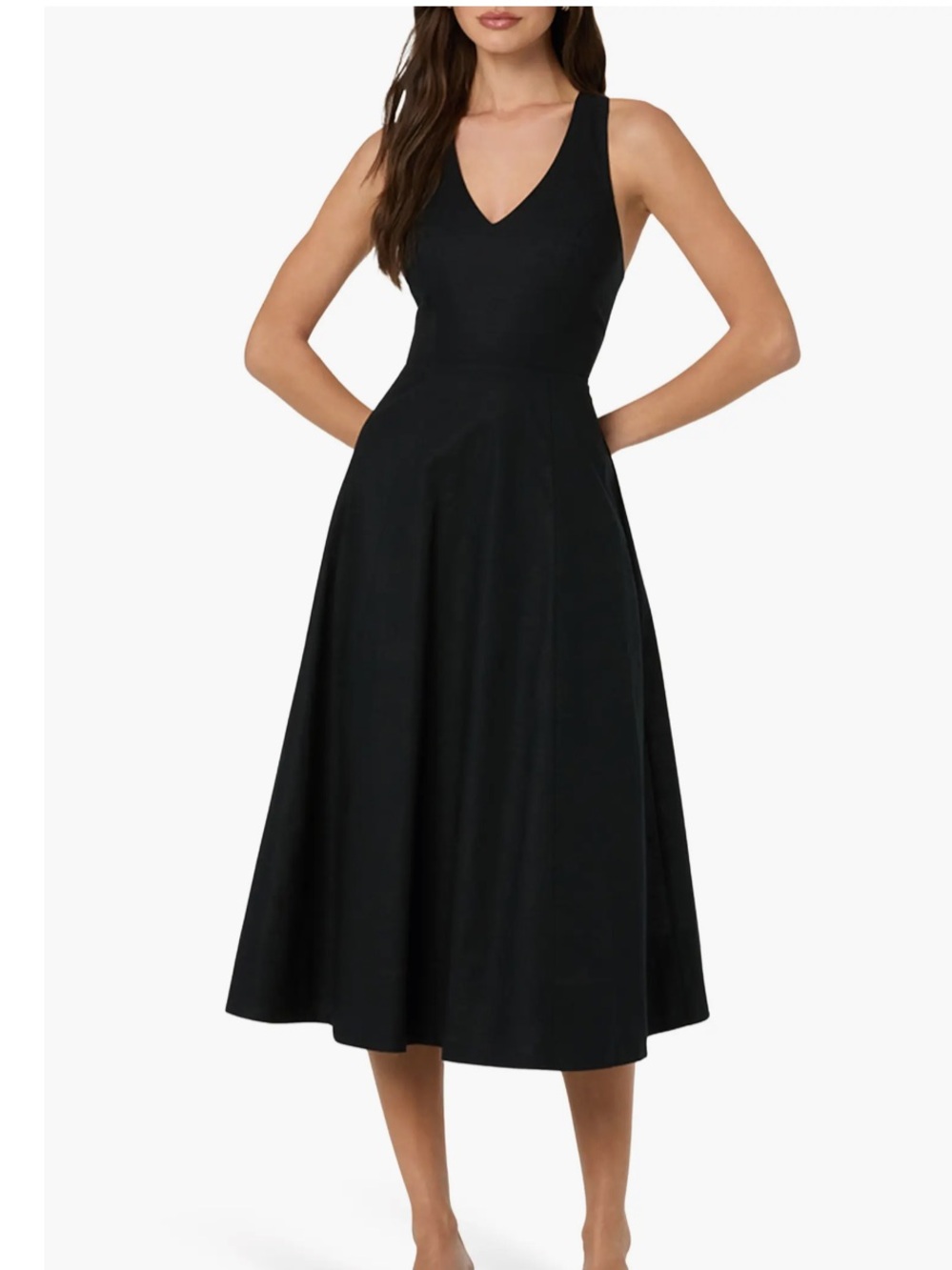 NEW ASTR Womens Medium Black Cotton Linen Sleeveless Cris-cross Midi Dress